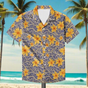 Vintage Men&#39;s Hawaiian Aloha Shirt | Colorful Beach Summer Button-Up | Breathable Casual Classic Print