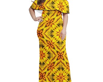 Toghu Yellow Women Off Shoulder Maxi Dress - Sizes upto 7XL