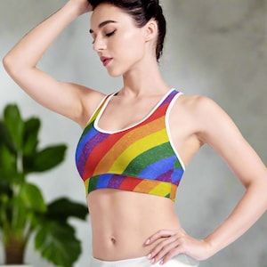 Vibrant Women&#39;s LGBT Pride Sports Bra for Yoga, Running, Gym Workouts