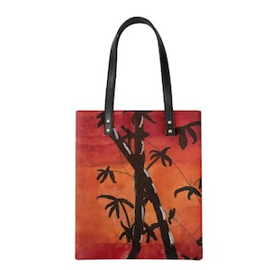 Bambus bei Sonnenuntergang PU Leder Handtaschen