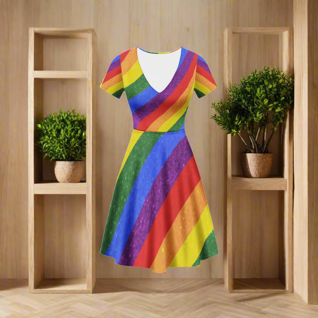 Colorful Plus Size Rainbow Pride Dress - LGBT Outfit for Women - Bisexual & Lesbian Costume