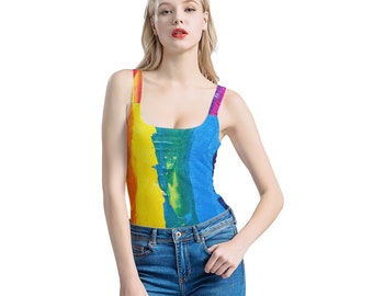 Rainbow Painting Women's One-Piece Halterneck Swimsuit