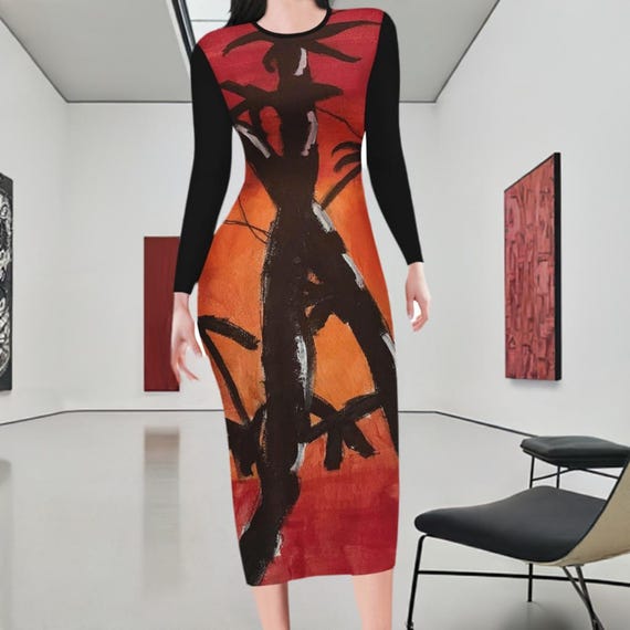 Elegant Bamboo Sunset Bodycon Midi Sheath Dress for Women - Plus Size  Available - Etsy
