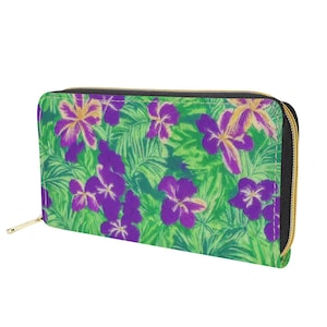Monedero impermeable con cremallera y diseño de bandera azul Iris: cartera grande de cuero sintético para teléfono, hecha a mano, regalo para ella