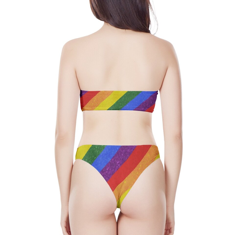 LGBT Pride Motif Pattern Women's Strapless Bikini Swimsuit