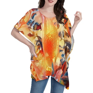 Golden Peace Lily Women Oversize Shirt Dress