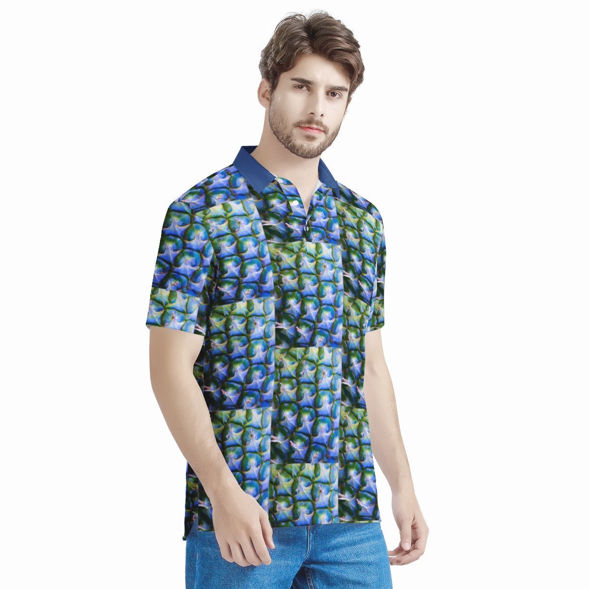 Discover Pineapple s Blue  Aloha Polo Shirt