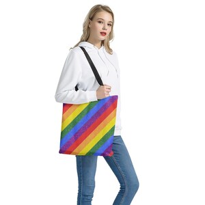 Vibrant Rainbow Pride LGBTQ Cloth Tote Bag for Colorful Self-Expression and Everyday Use