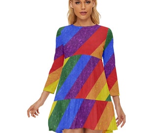 Rainbow Pride | Gay Pride | LGBTQ Pride | Long Sleeve Babydoll Dress