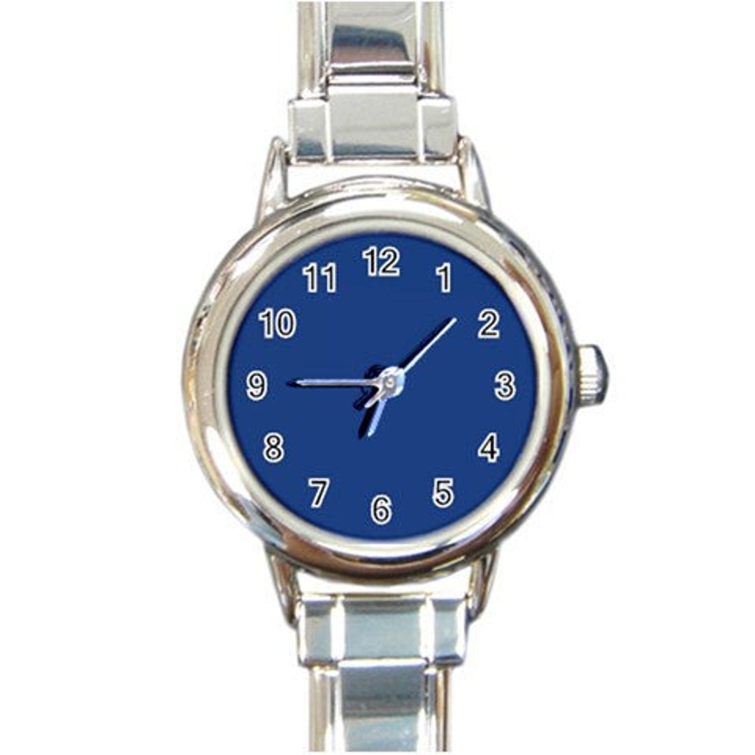 Round Italian Charm Watch Classic Blue Etsy