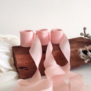 Rose water silk ribbon, Lot of three naturally dyed silk ribbons, Plant dyed silk ribbon for gift wrap, Bohemian organic ribbon for mom