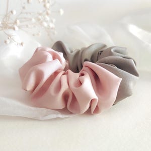 Taupe Silk Scrunchie: Organic Dyed Hair Tie for Thick Hair