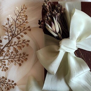 Mint green natural silk ribbon, Gift wrapping wide silk ribbon, Organic dyed long silk ribbon for hat, Botanically dyed edgeless ribbon