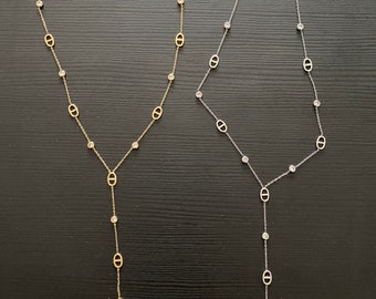 Gold or silver “Lucie” tie necklace