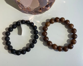 Bracelets pierre de lave ou bois homme ou femme!