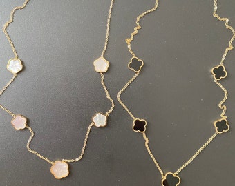 Multiple clover necklace several colors in adjustable gold stainless steel!