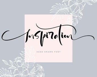 Inspiration Hand Drawn Font - Unique handmade calligraphic modern flourish font, for designers, blogers, people who love beauty and elegance
