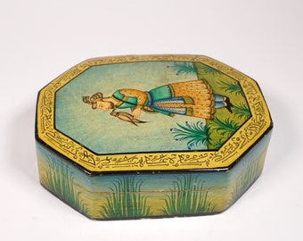 Vintage Lacquer Miniature Painting Persian Box