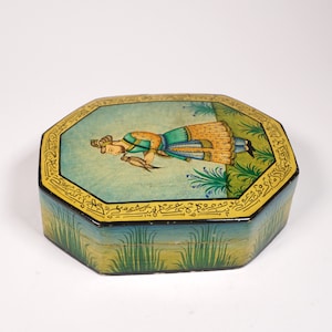 Vintage Lacquer Miniature Painting Persian Box