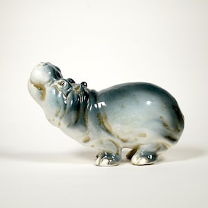 A MCM Hippo Majolica Pottery animal - Hippopotamus Mid Century Modern decoration ceramic 57/P made in ITALY