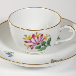 Meissen Porcelain Demitasse teacup and saucer Floral- Hand painted - Crossed Swords - Germany