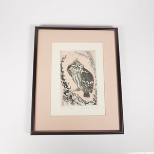 William A. Kolliker Limited Edition Etching 100/30 - Alert - Owl