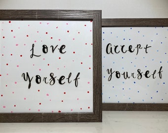 Motivation Frame Art, Set of Two Wooden Frames; unique engagement, birthday, anniversary, retirement, or housewarming gift!