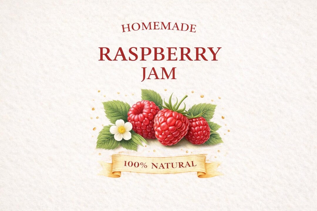 Raspberry Jam Jar Labels – Gloss Vinyl Stickers, Waterproof (pack of ...