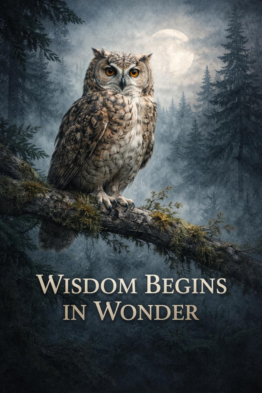 Owl Wisdom Quote Art Print – Motivational Nature Wall Decor (digital ...