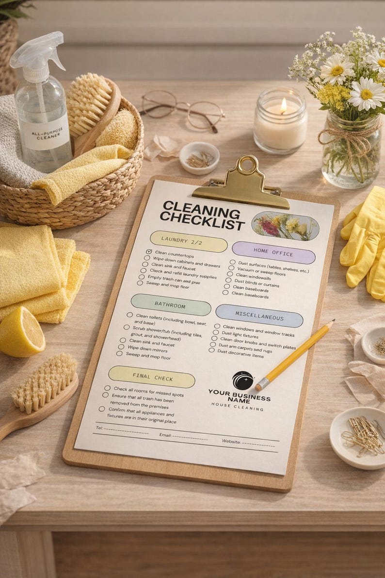 Editable Cleaning Checklist | A4 Printable Canva Template (PDF Download ...