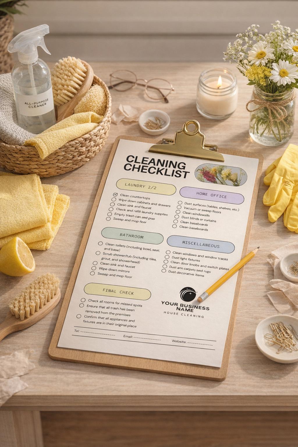 Editable Cleaning Checklist | A4 Printable Canva Template (PDF Download ...