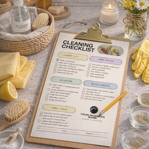 Editable Cleaning Checklist | A4 Printable Canva Template (PDF Download ...