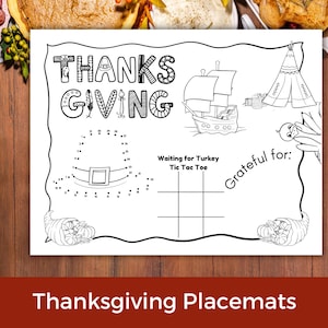 Thanksgiving Placemat Printable, Thanksgiving Activity Placemat, Thanksgiving Coloring Placemat, Placemat for Thanksgiving, Kid Thanksgiving