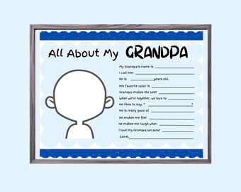Alles over mijn opa, grootouderscadeau van kleinkind, afdrukbare aandenken cadeau-pdf, grootouderdagcadeau van kleinkind activiteit, leuk