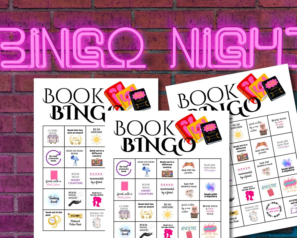 Book Bingo Challenge Printable Reading Games for Book Clubs Fun Reading ...