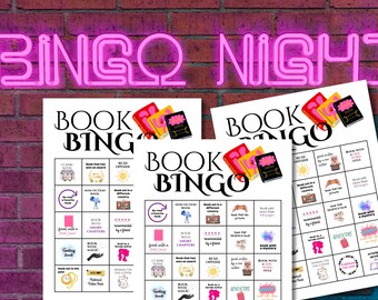 Boekbingo-uitdaging Afdrukbare leesgames voor boekenclubs Leuke leestracker Boekenclubactiviteiten Ideeën voor boekenclubbingo Boekenachtige spellen