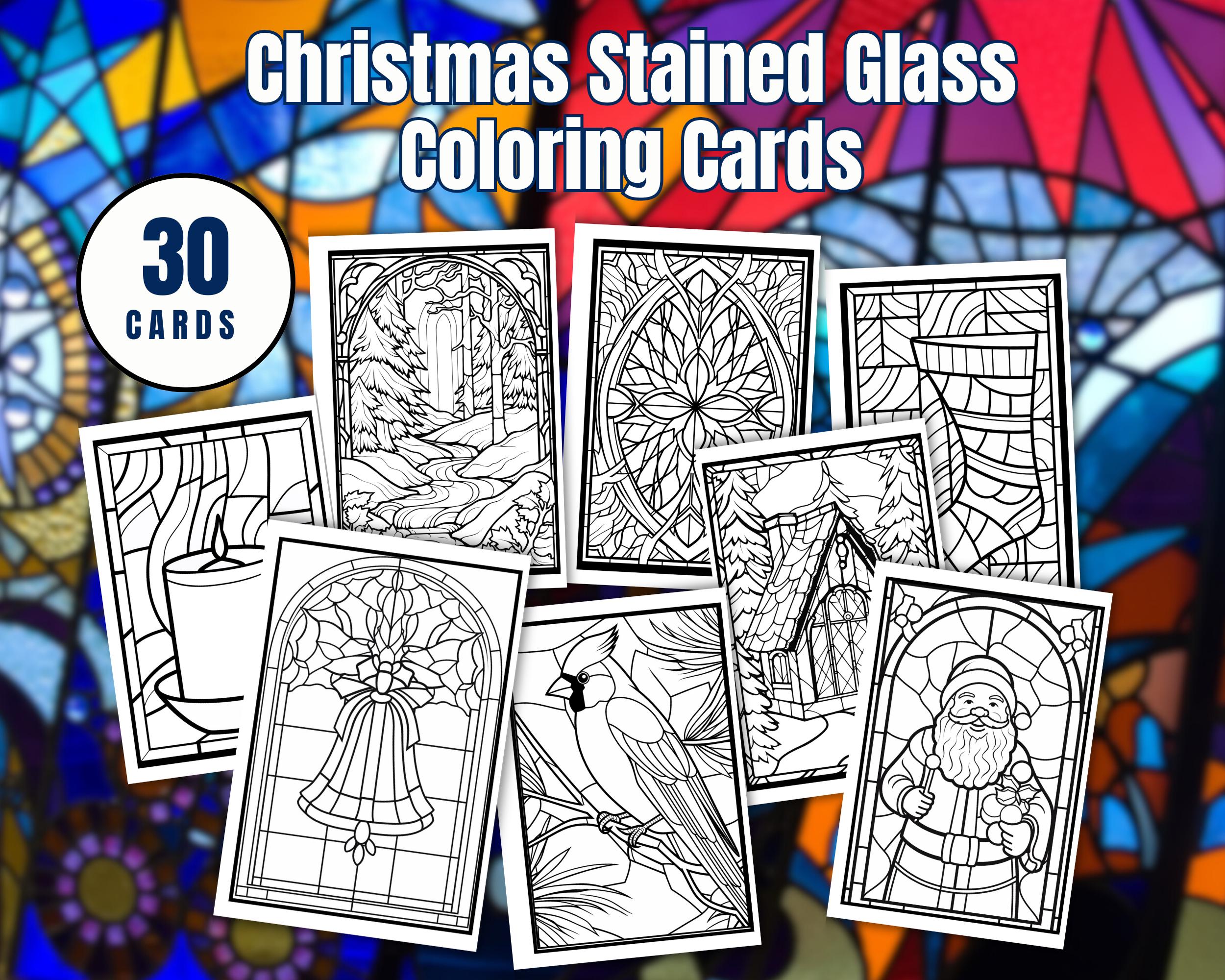 34 Stained Glass Crafts Kids Can Make 2 Christmas Coloring Cards Printable Coloring Cards Winter Activity…