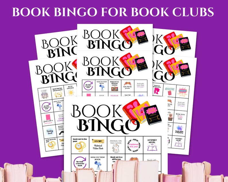 Book Bingo Challenge Printable Reading Games for Book Clubs Fun Reading ...