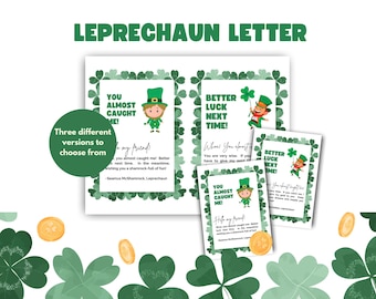 Leprechaun Letter Printable St. Patrick’s Day Letter from Leprechaun for Kids Escape Note from the Leprechaun Trap Fun Kids Holiday Activity