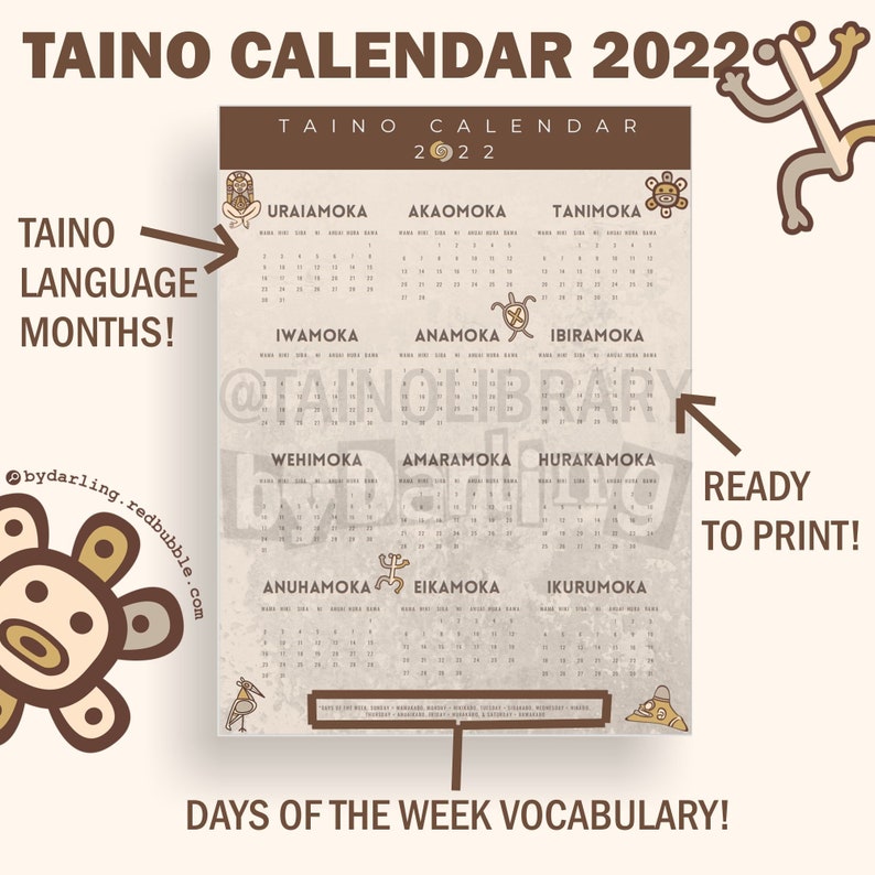 Taino Calendar 2022 Puerto Rico Caribbean Printable Etsy UK Taino Calendar 2022 Puerto Rico Caribbean Printable Etsy UK