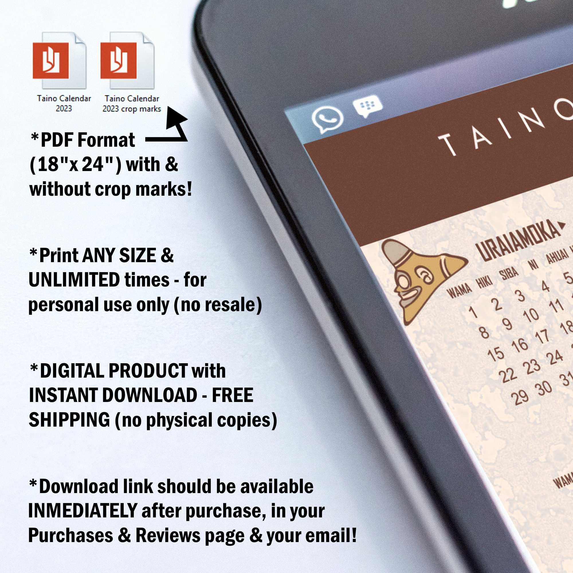 Taino Calendar Puerto Rico Caribbean 2023 Printable PDF - Etsy