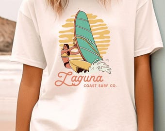 Laguna Coast Surf Co Vintage Tee | Boho Surf Tee | Surfer Girl Shirt | California Beachwear | Retro Surf Shirt | Ocean Lover Gift