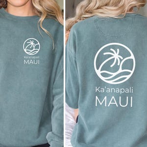 Ka&#39;anapali Maui Surf Crewneck | Minimalist Hawaiian Surf Style Sweatshirt | Maui Beach Family Vacation Shirt | Ka&#39;anapali Boho Coastal