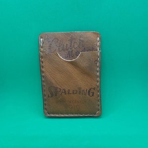 Cartera de cuero de guante de béisbol hecha a mano - Guante Spalding reutilizado
