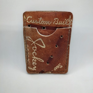 Cartera de cuero de guante de béisbol hecha a mano - Guante jockey reutilizado
