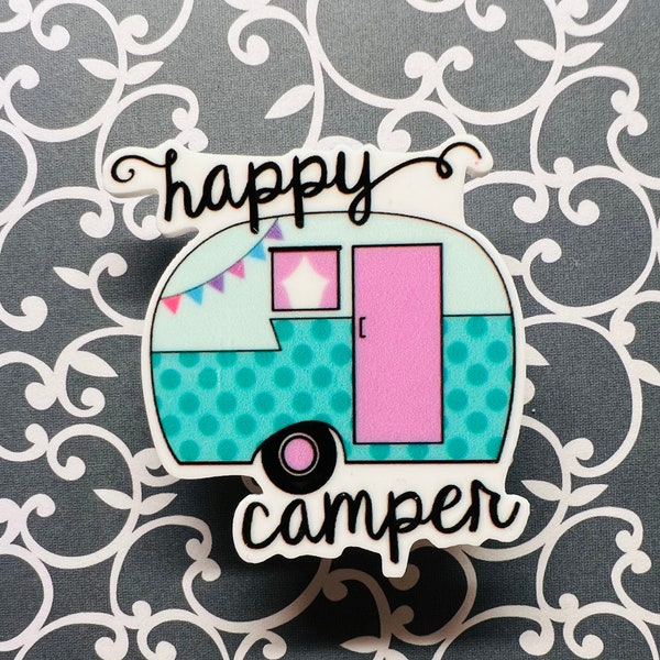 Happy Camper Beach Bag Charm Compatible with Simply Southern and Bogg Bags