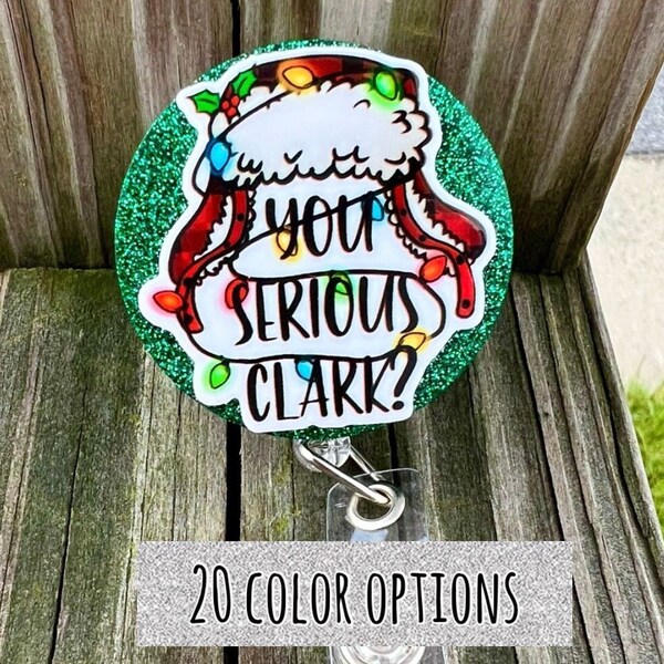 You Serious Clark Christmas Badge Reel with Glittered Background