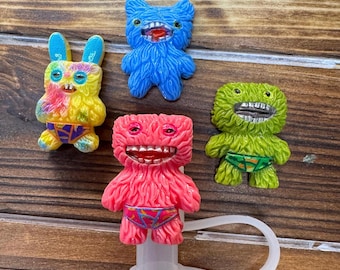 Mini Fugly Monster Straw Cap Topper 4 designs to choose from
