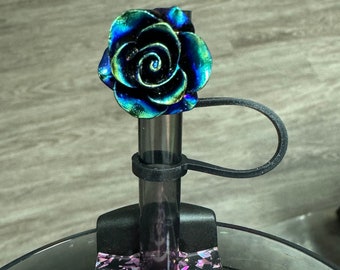 Oil Slick Black Rose Straw Cap