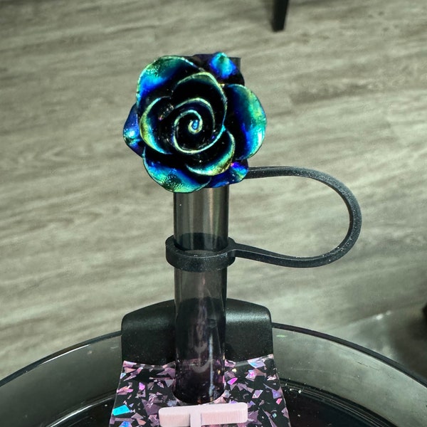 Oil Slick Black Rose Straw Cap